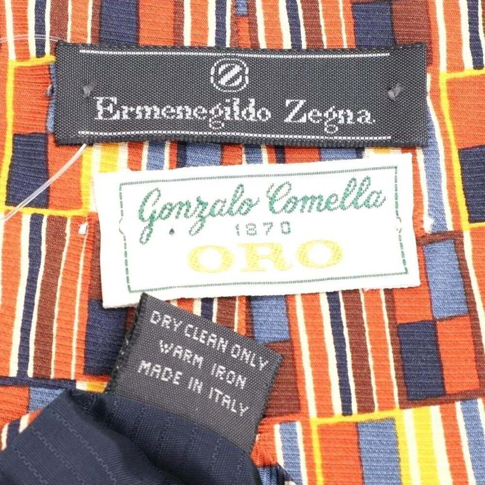 Ermenegildo Zegna x Gonzalo Comella ORO 100% Silk Tie Multicolor Geometric